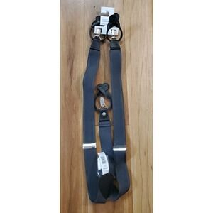 Perry Ellis Portfolio Leather End Button Suspenders Dark Gray Textured